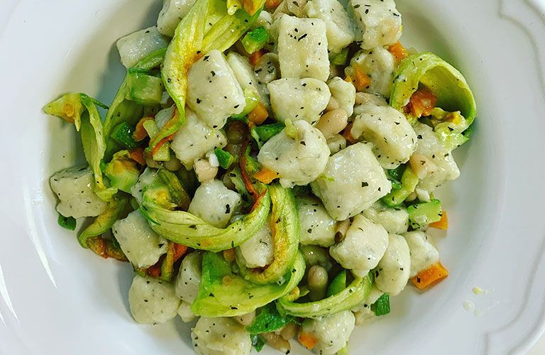 Ricotta and Mint Gnocchi with Zucchini and Cannellini Beans