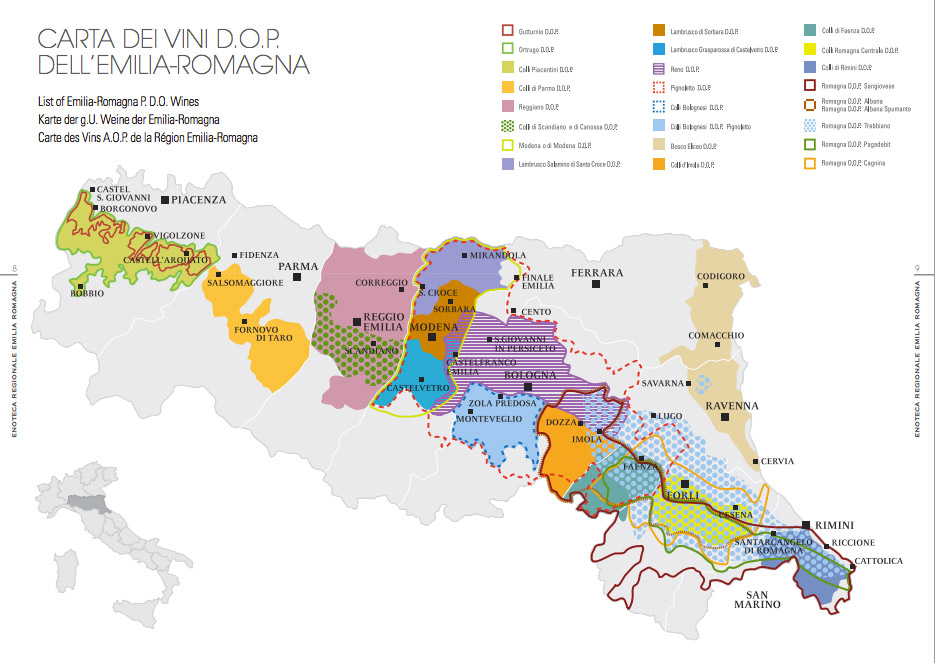 Map of wine regions Emilia Romagna
